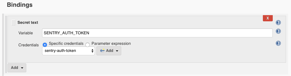 View of environment variable bindings.